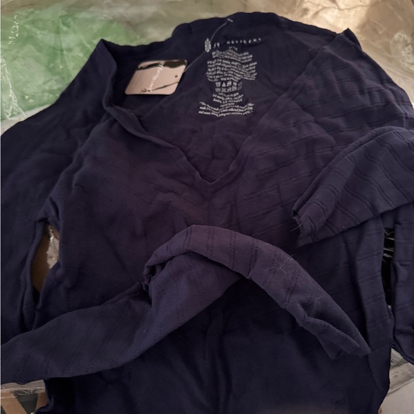 FREE PEOPLE Medium Movement Eclipse Gone Adrift Blue Long Sleeve - Picture 4 of 7